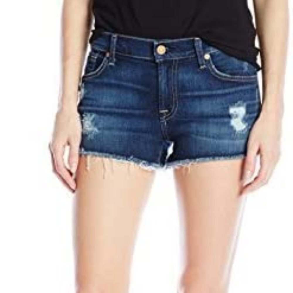 7 For All Mankind Women's Cut Off Jean Short Holes Sunnyvale Medium Heritage 28